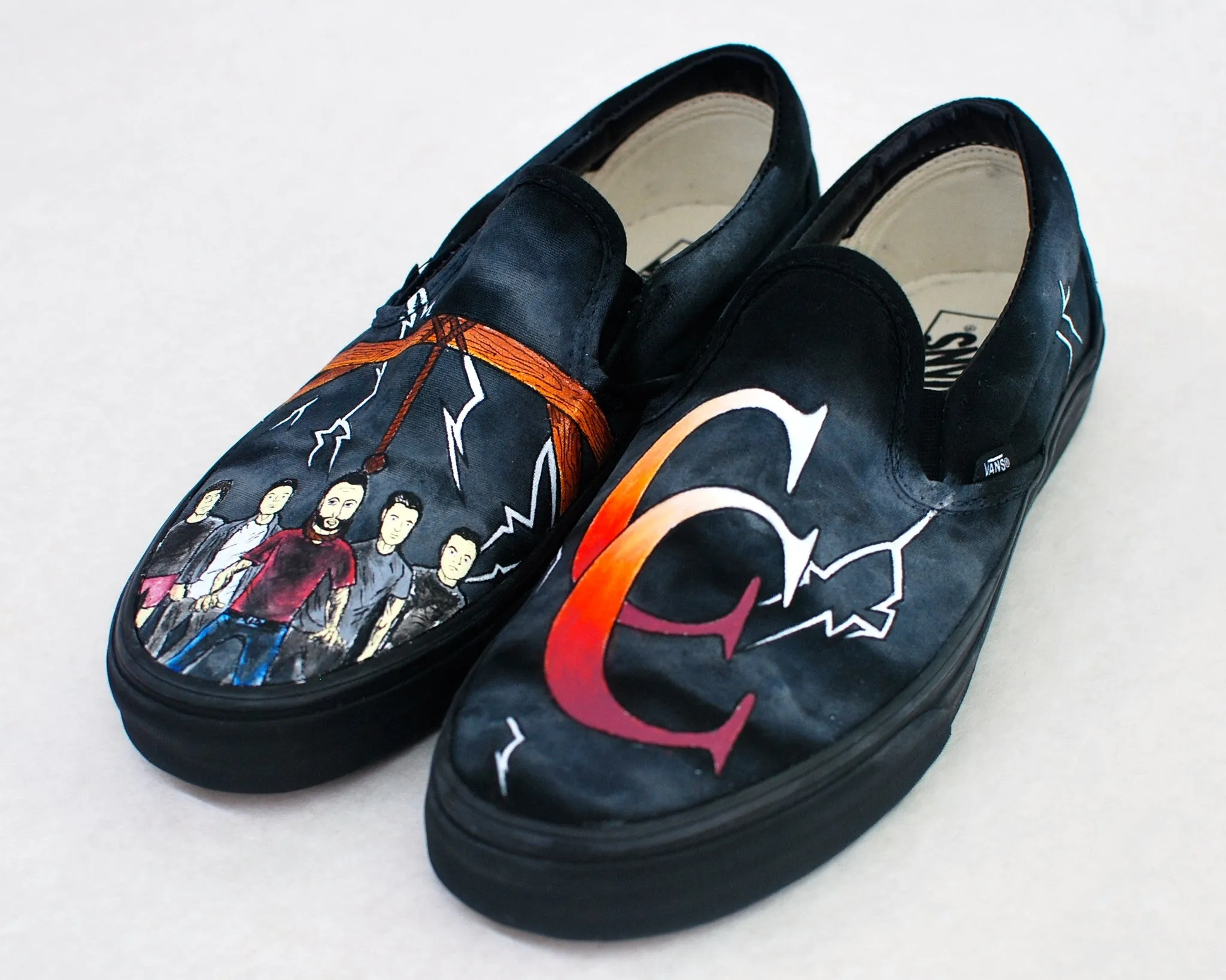 A Day To Remember - Hand Painted Common Courtesy Vans Slip Ons