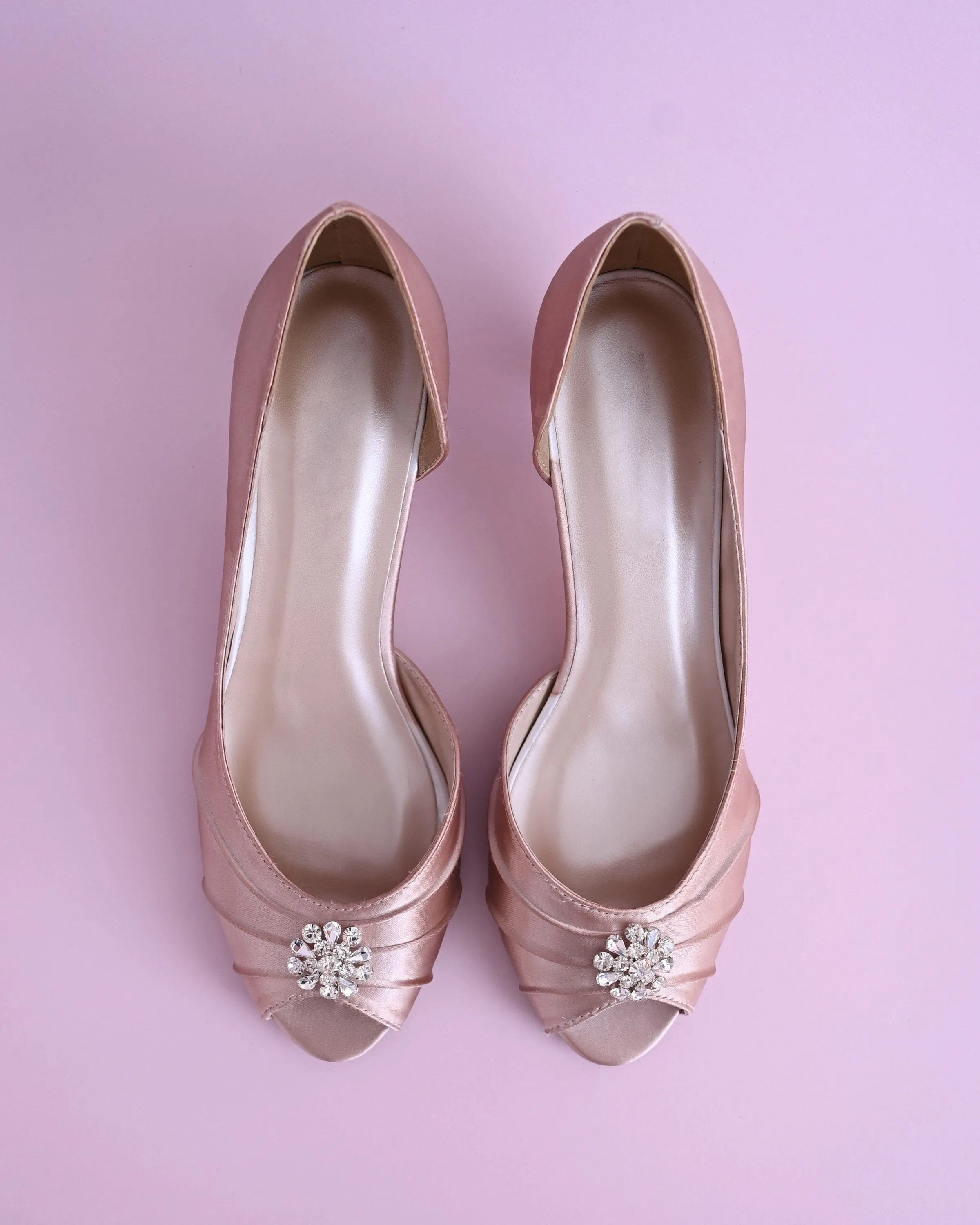 Abby Tropical Blush Shoes with Simple Crystal Adornment