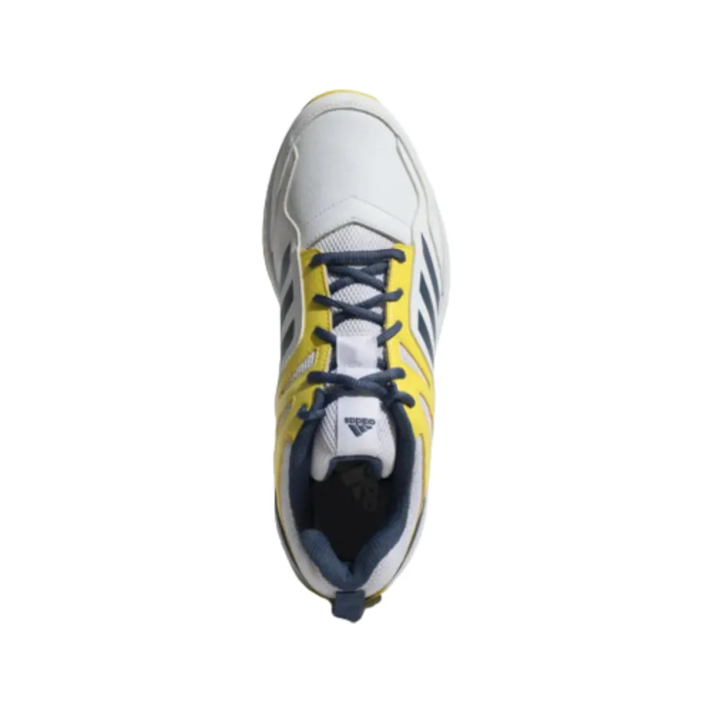 Adidas Men's Cririse V2 Cricket Shoe (Cloud White/Wonder Steel/Impact Yellow)