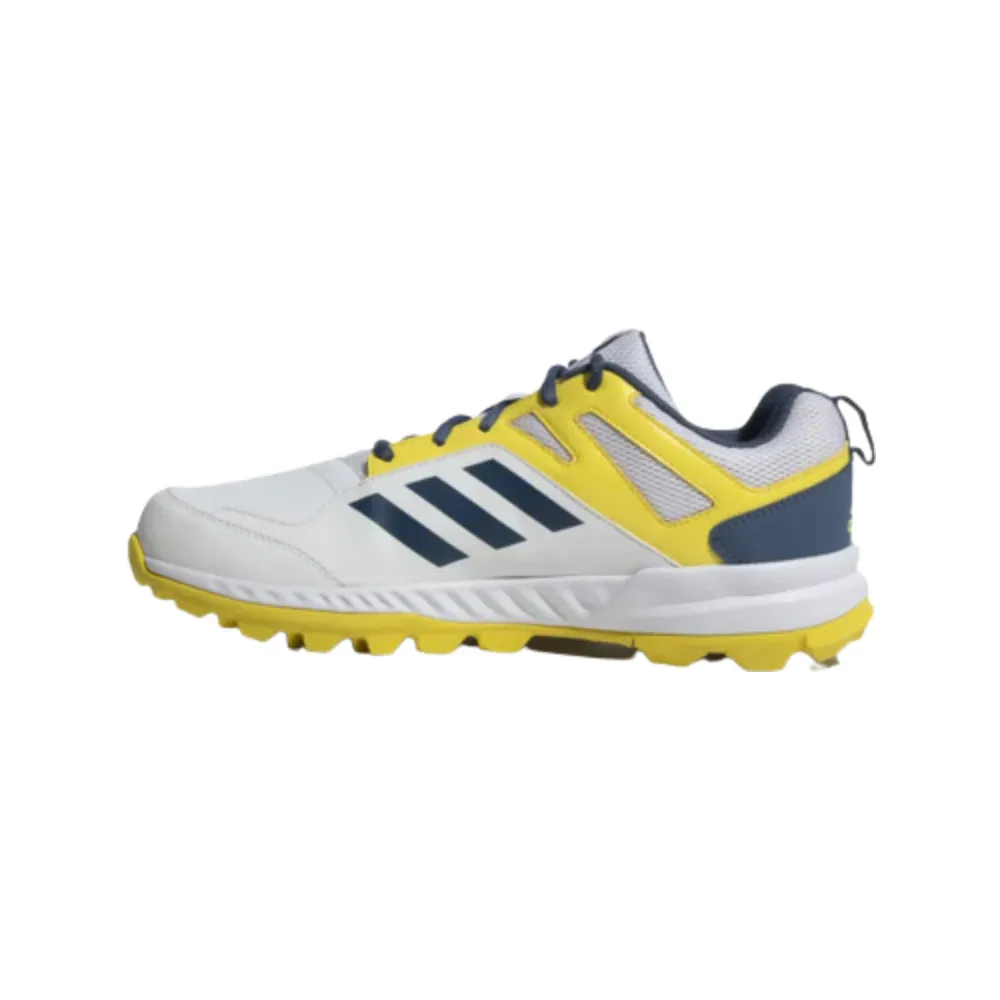 Adidas Men's Cririse V2 Cricket Shoe (Cloud White/Wonder Steel/Impact Yellow)