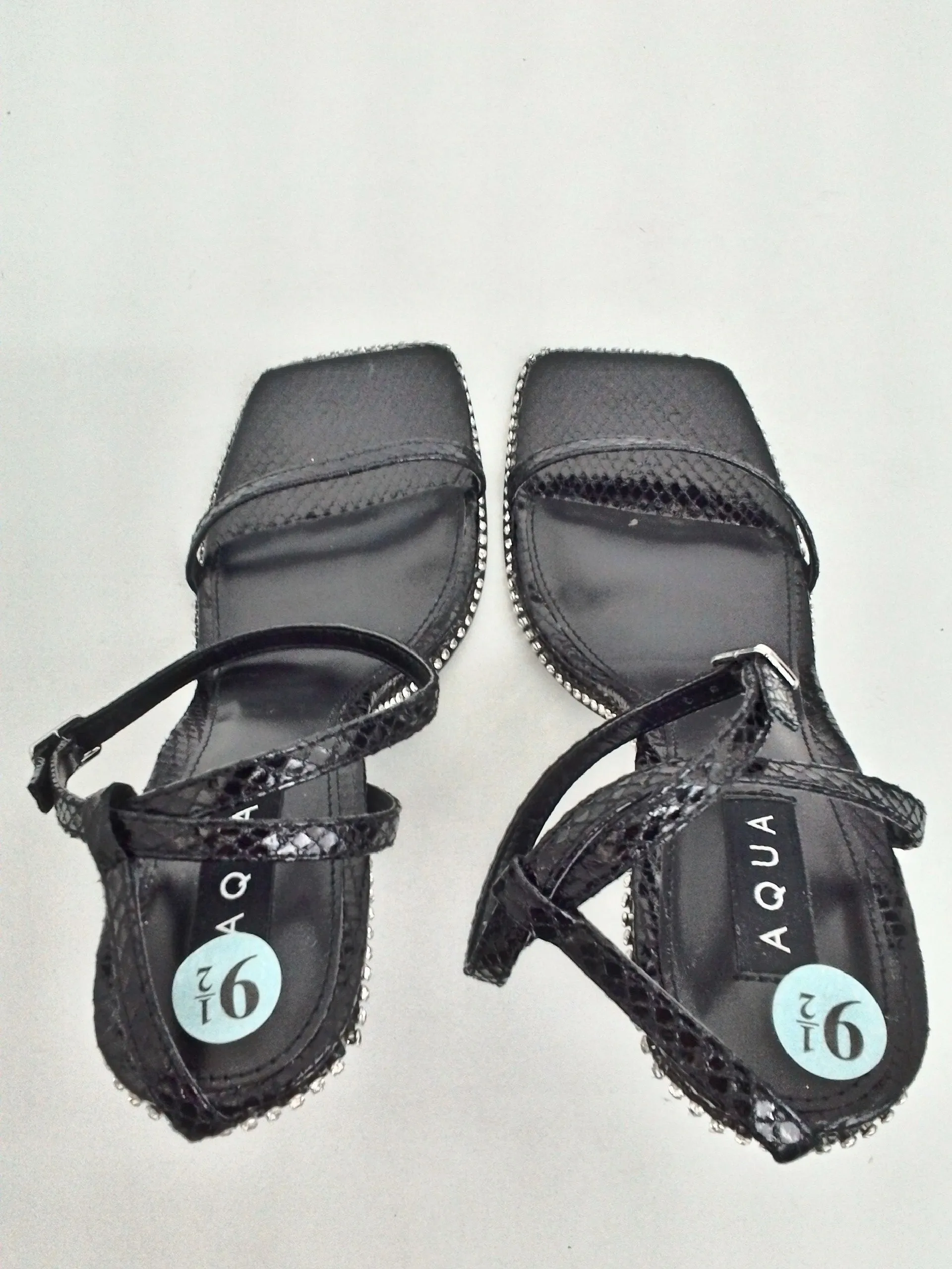 Aqua Women's Dolly Black Heeled Sandals Size 9.5 M