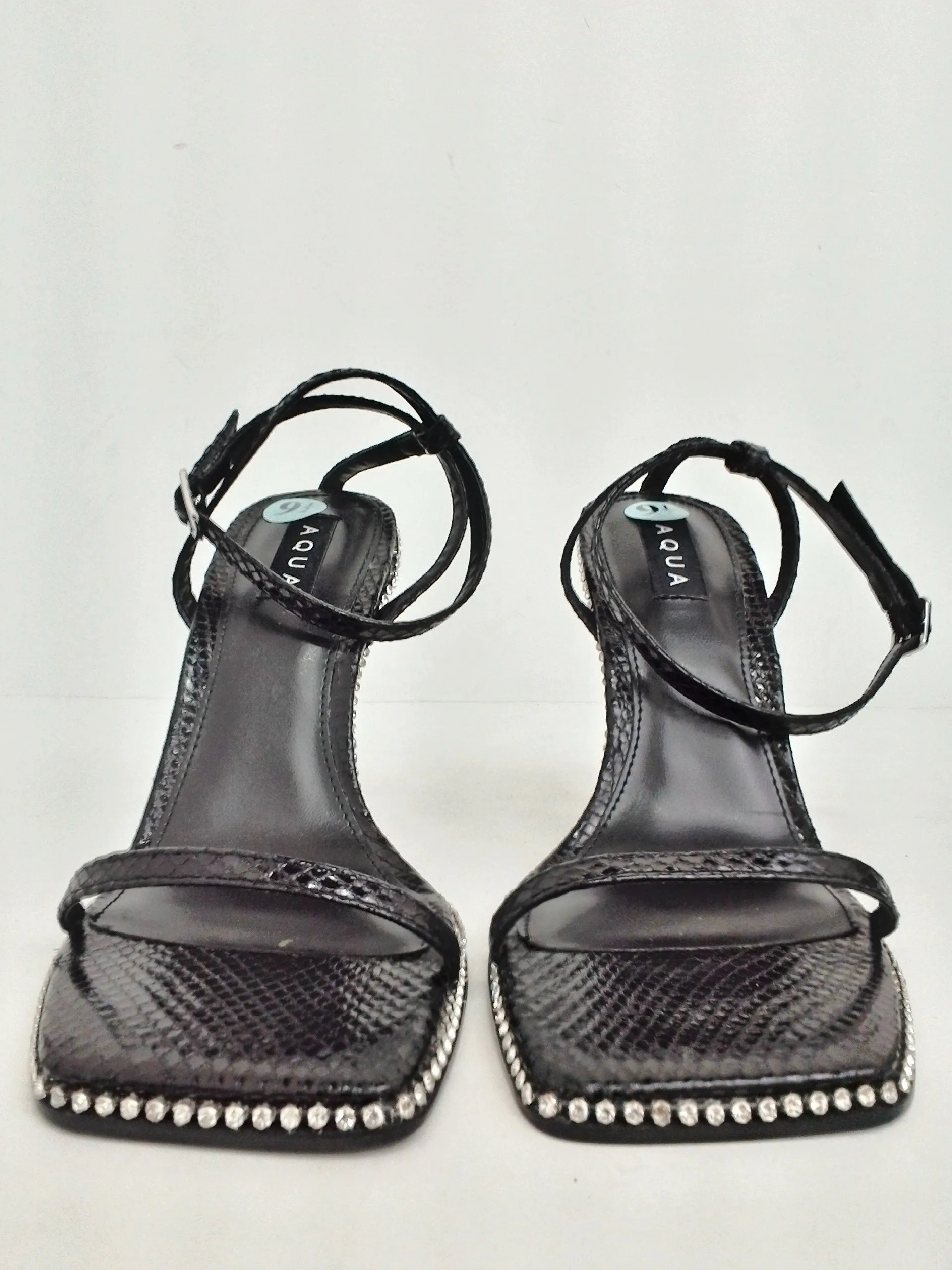 Aqua Women's Dolly Black Heeled Sandals Size 9.5 M