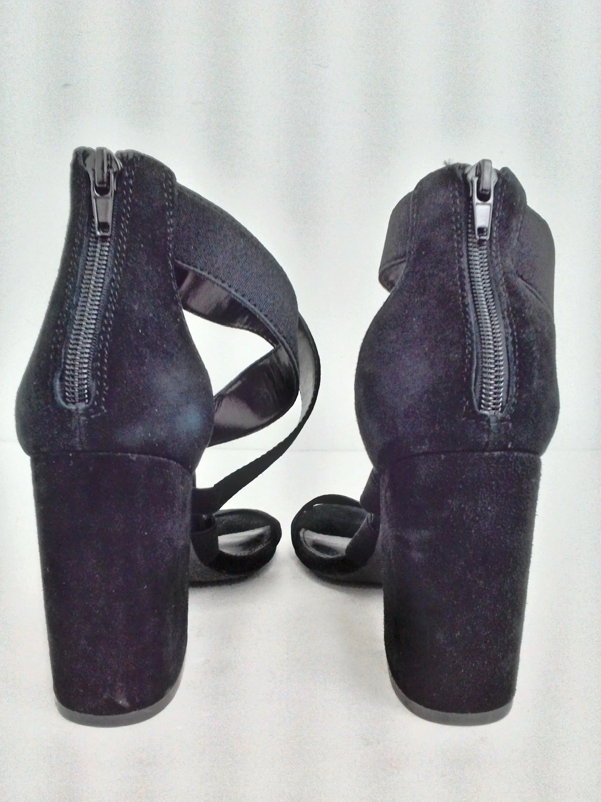 AQUA Women's Frenz Black Suede Heeled Sandal Size 8 M