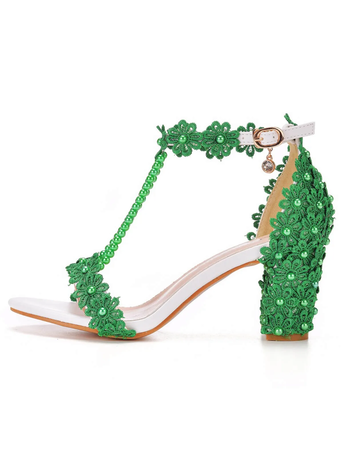 Beaded Flower Hand Embroidered High Heeled Sandals