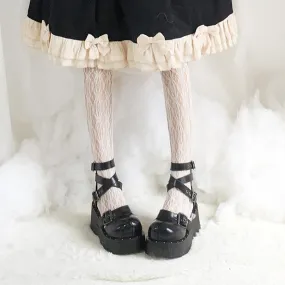 Black Lolita Cross Strap Buckle High-Platform Shoes SD00332