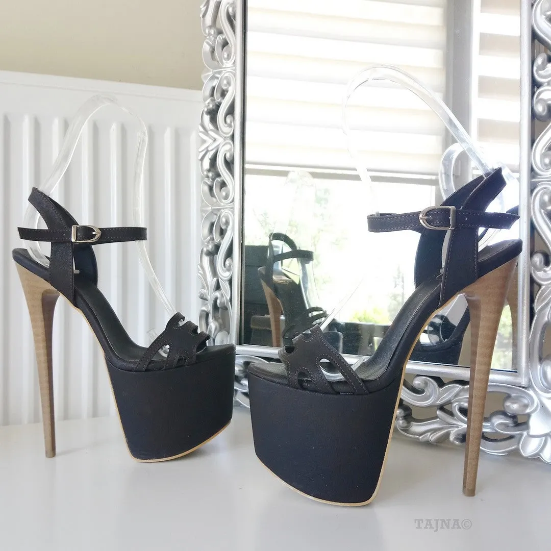 Brown Ankle Strap High Heel Platform Sandals