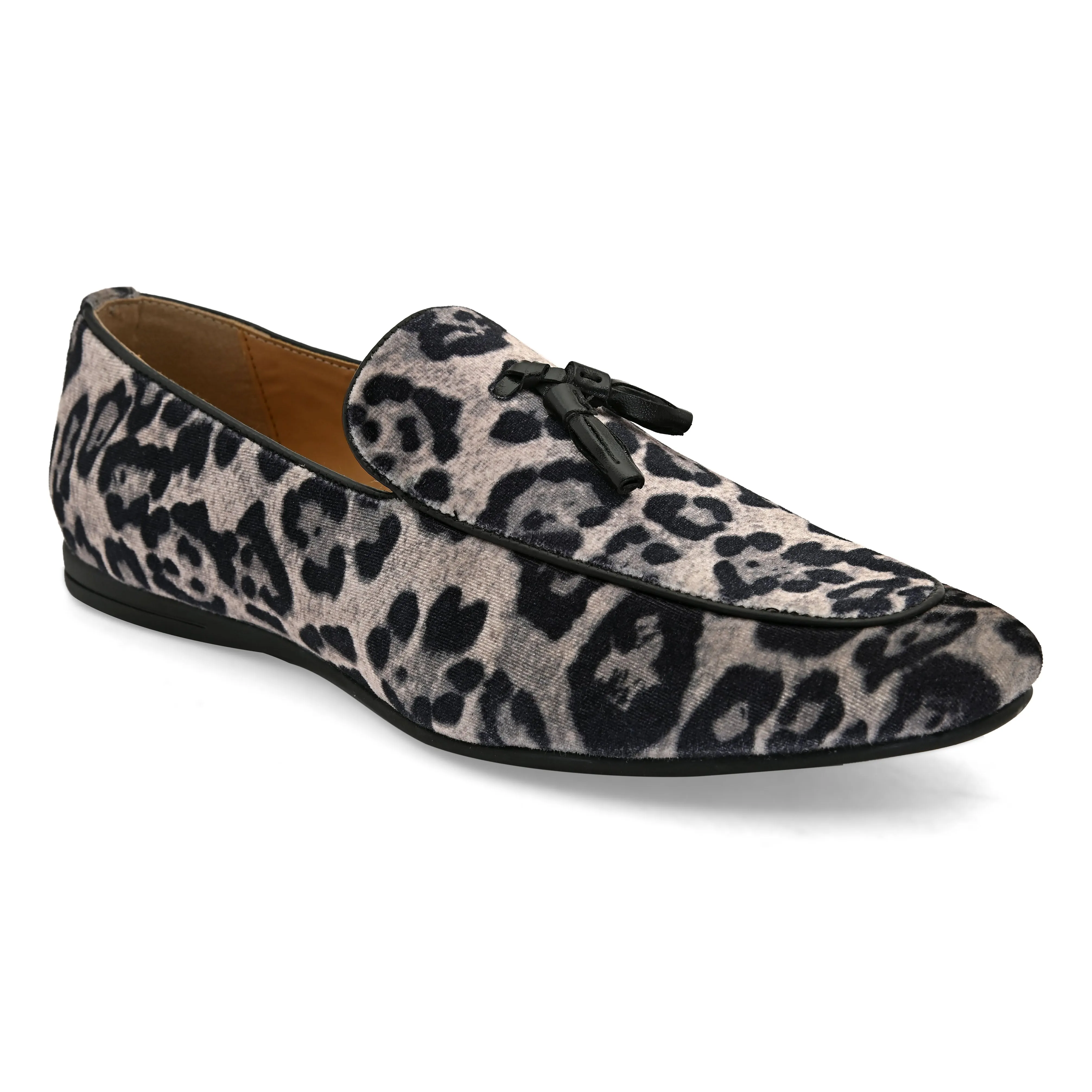 Cheetah Black Tassel Loafers