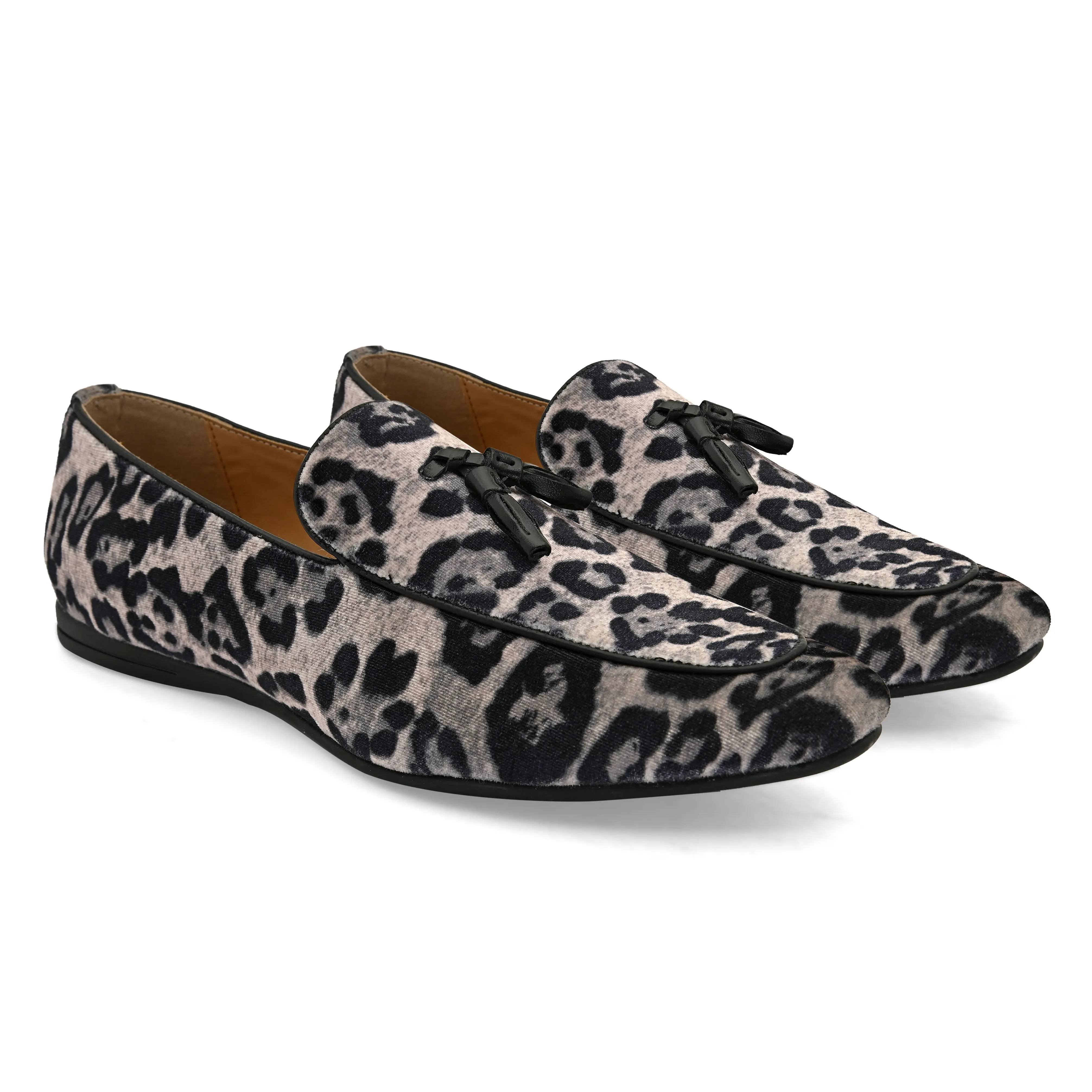 Cheetah Black Tassel Loafers