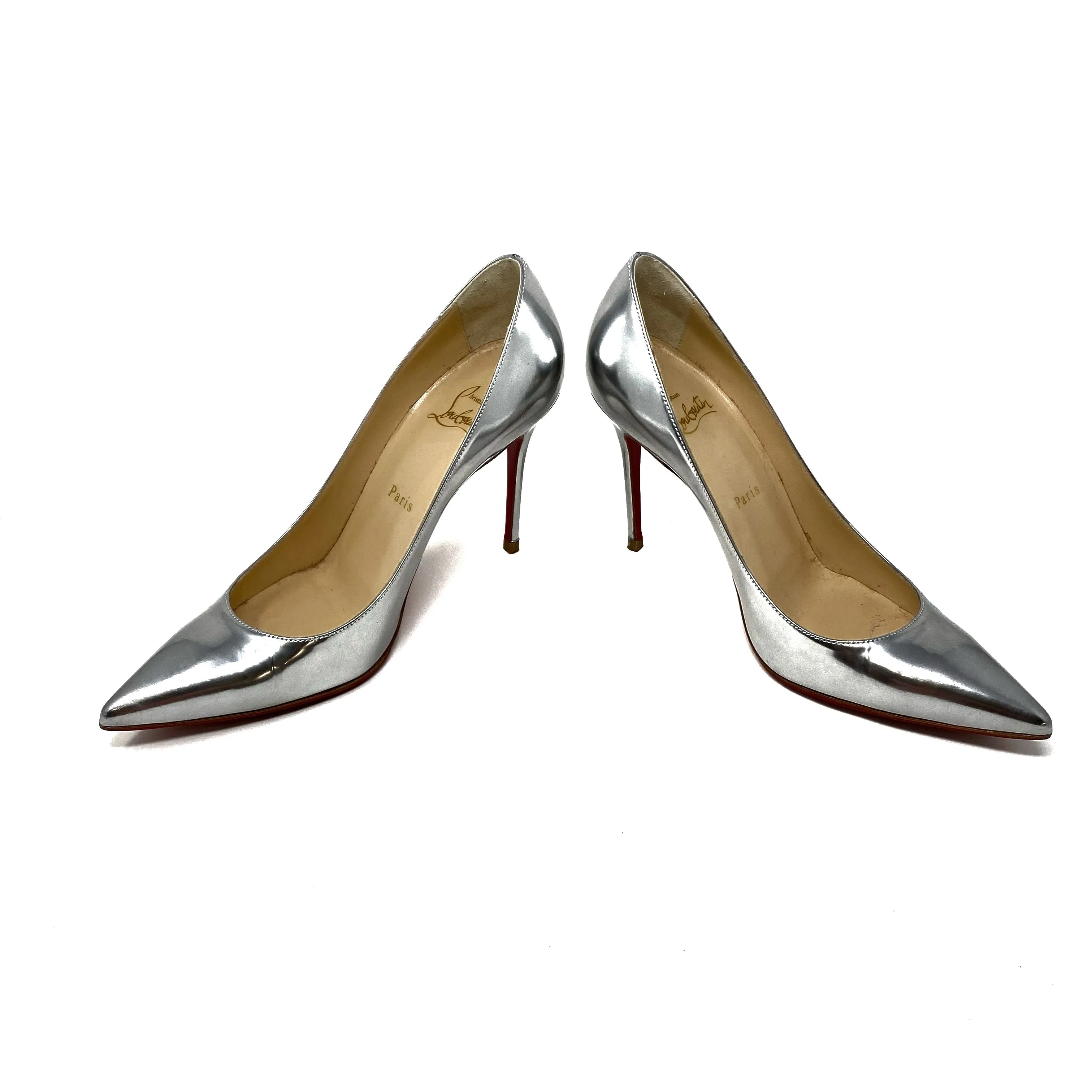 Christian Louboutin Kate 100mm Pumps in Silver 38 | 7.5