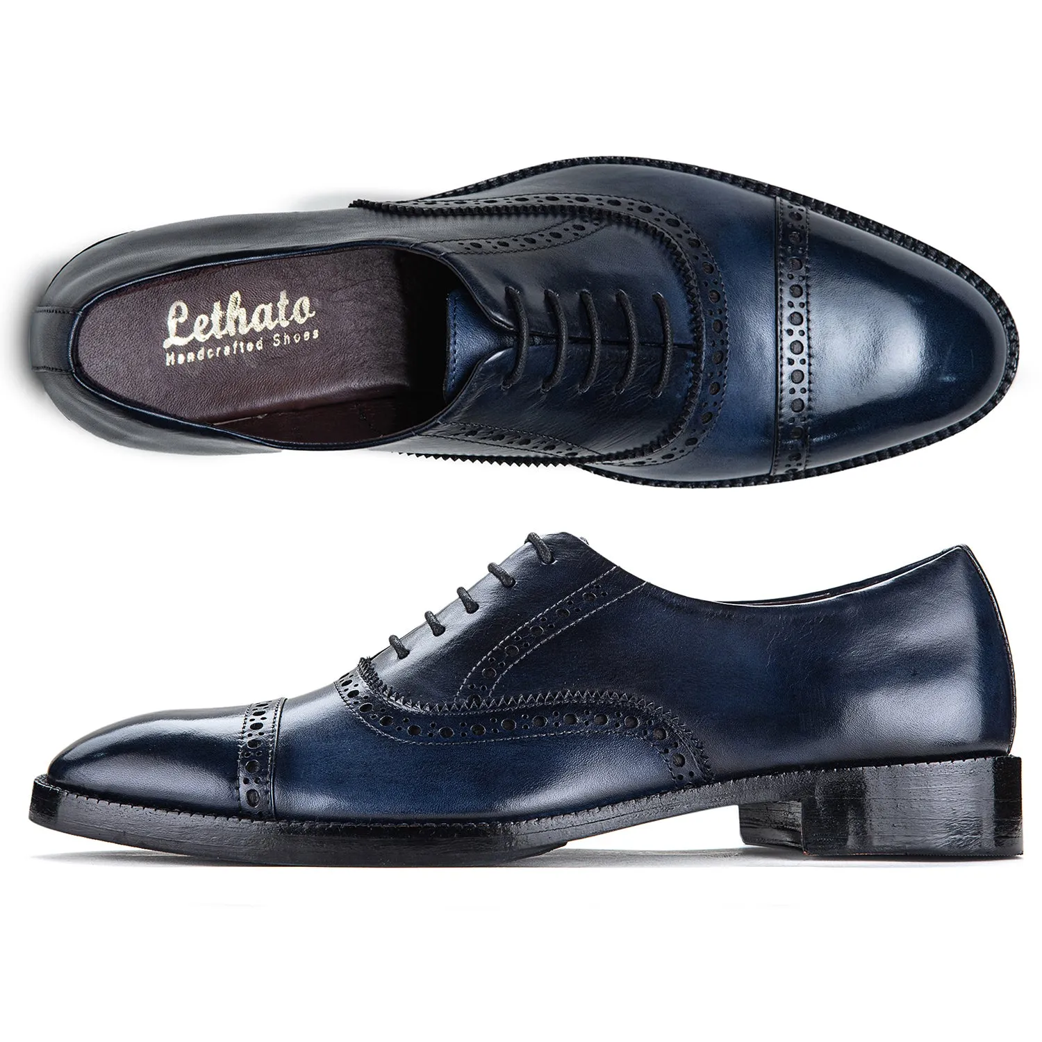 Classic Captoe Oxford - Navy Blue