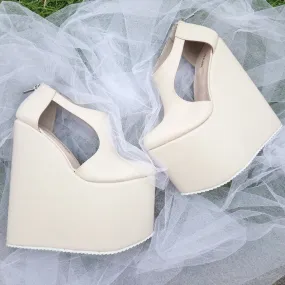 Cream Beige 18-22 cm Super High Heel Wedding Shoes Wedges