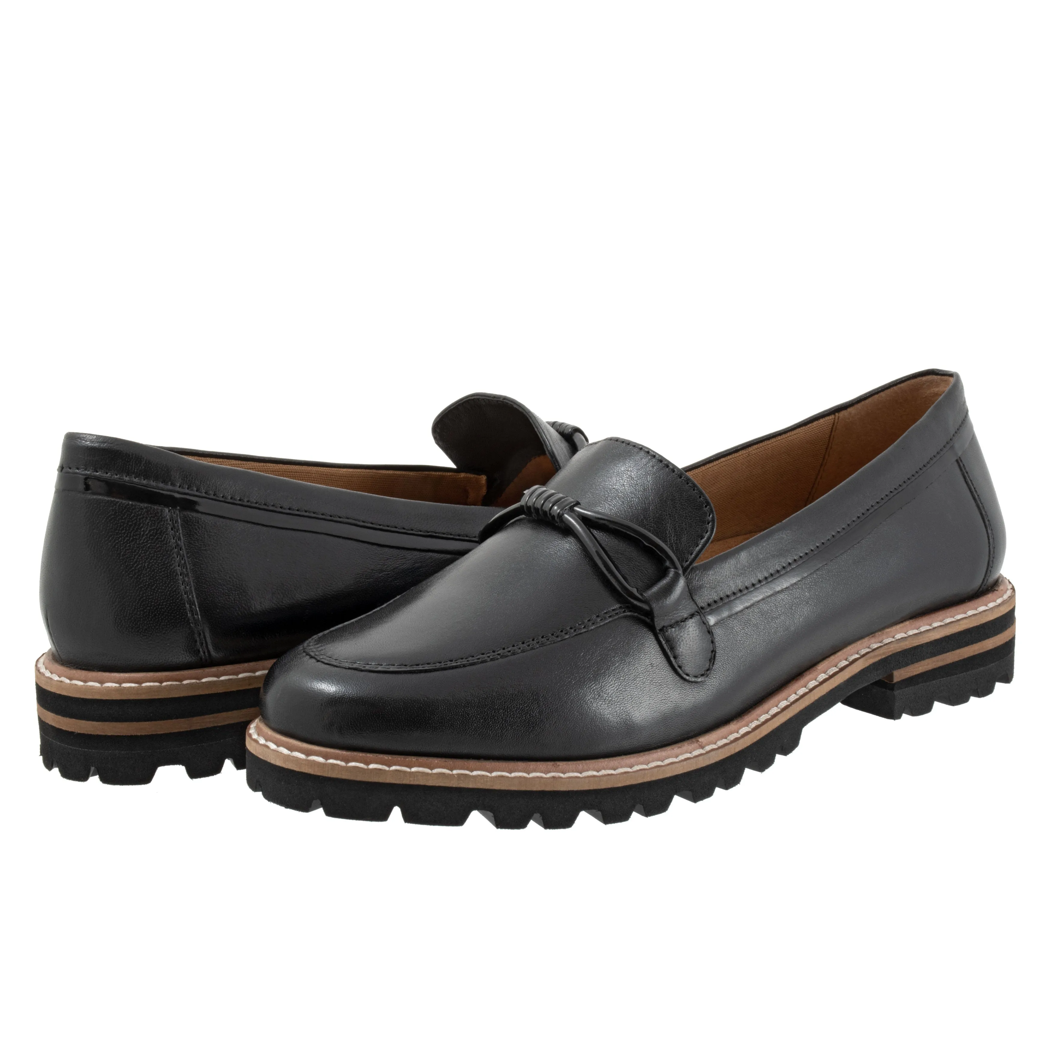 Fiora Black Leather Loafer Shoes