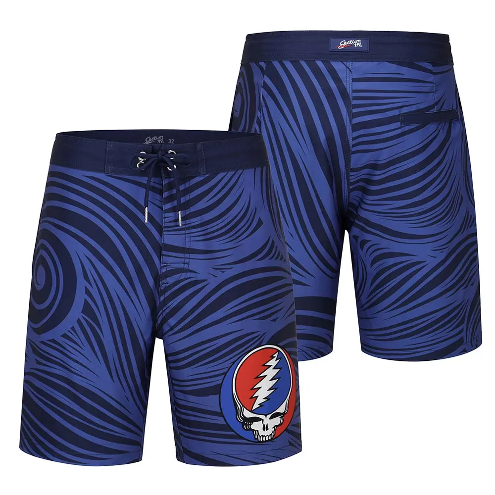 Grateful Dead | 48-54 Hybrid Board Shorts | Navy Spiral Steal Your Face