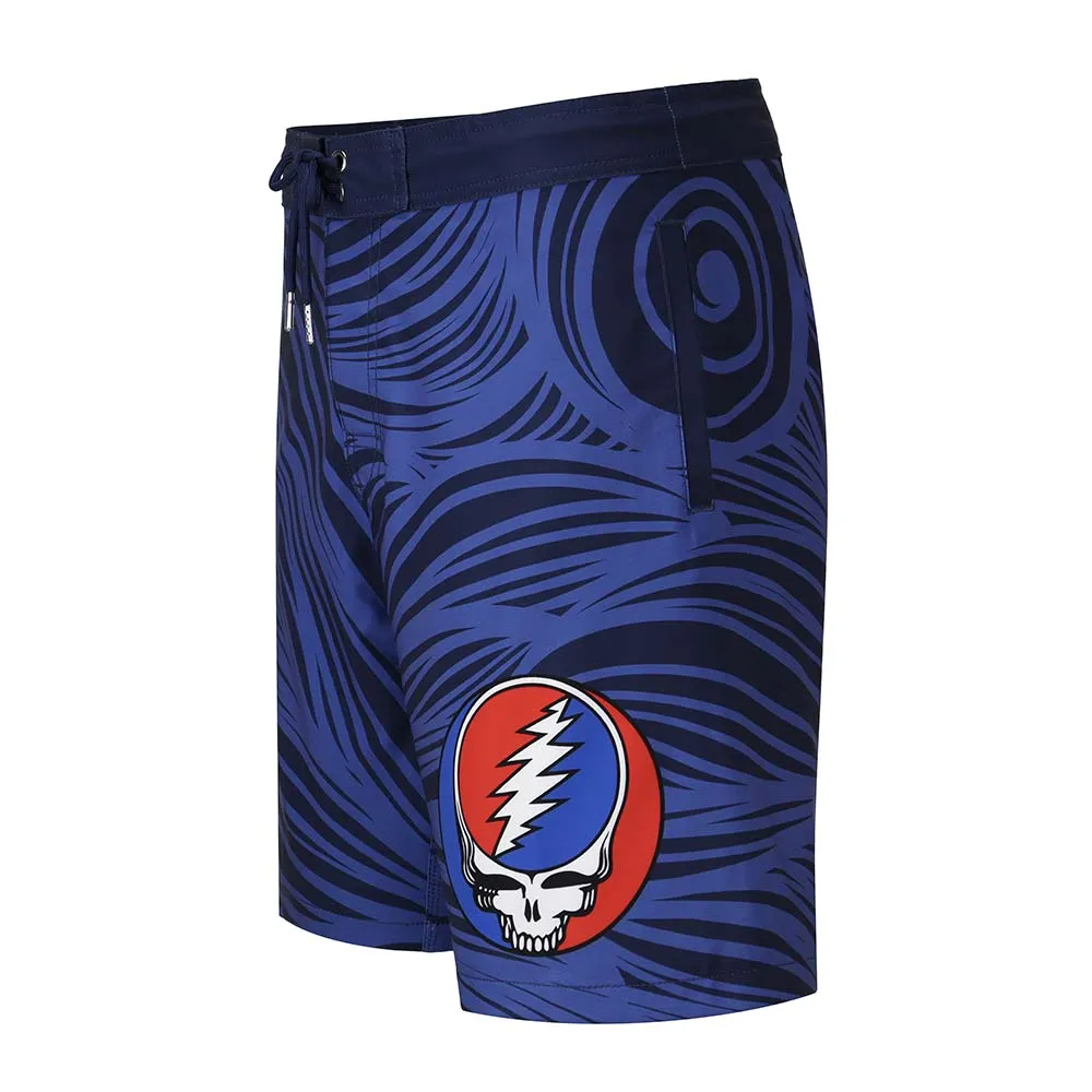 Grateful Dead | 48-54 Hybrid Board Shorts | Navy Spiral Steal Your Face