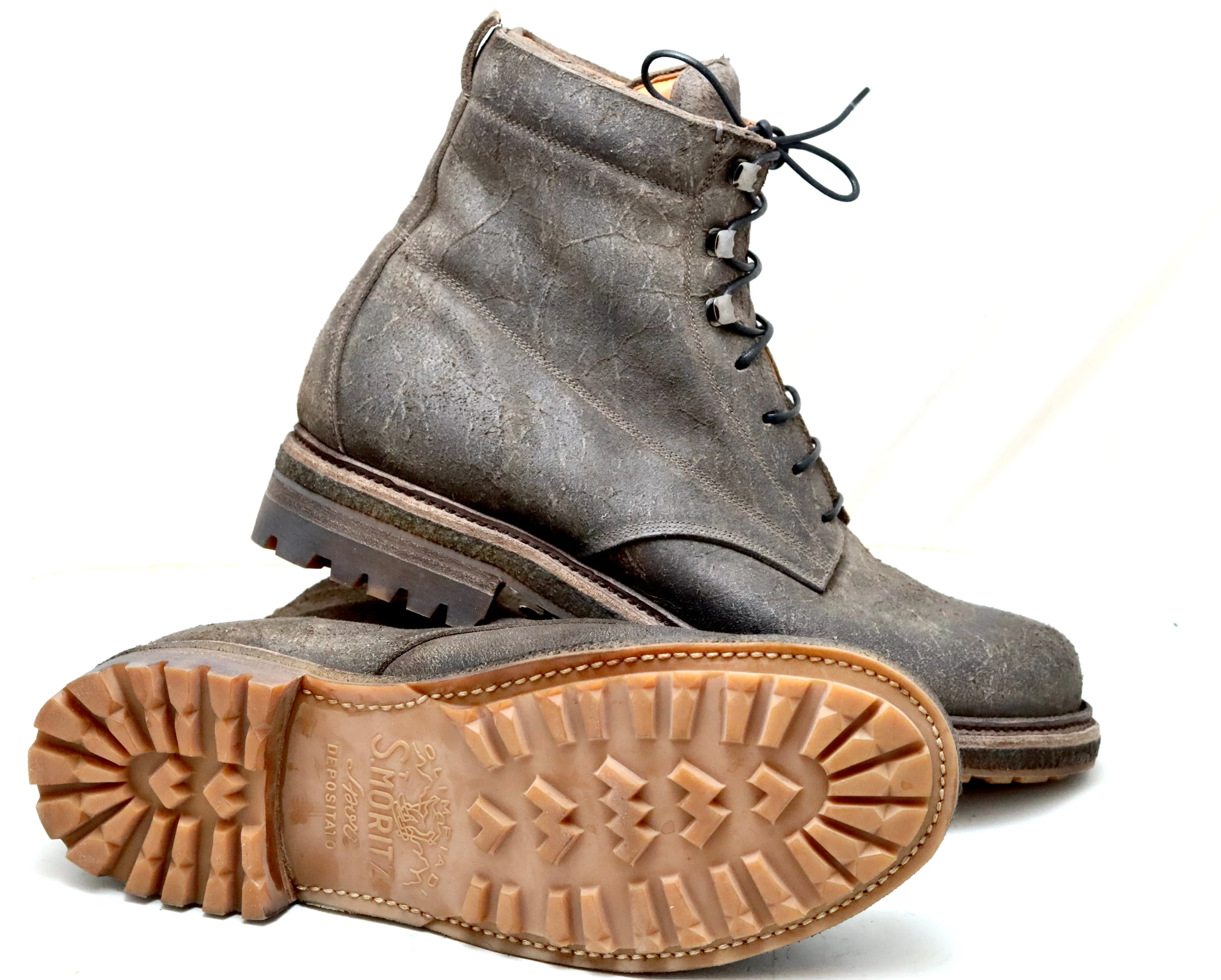 Hiking Boot | grey waxed suede | calf