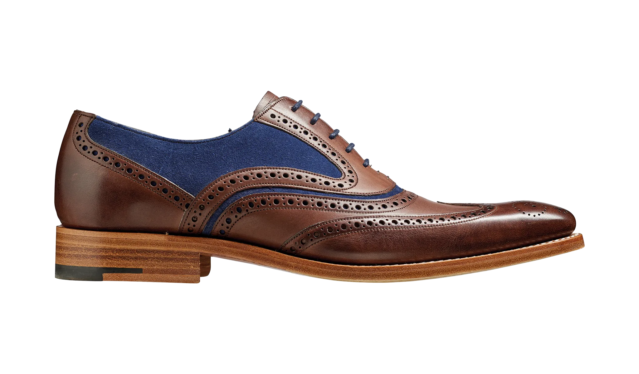 McClean Classic Full Brogue Oxford Shoe - Ebony Hand Painted / Navy Suede