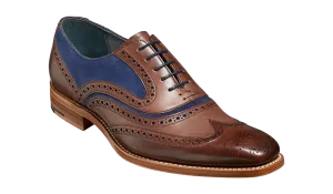 McClean Classic Full Brogue Oxford Shoe - Ebony Hand Painted / Navy Suede