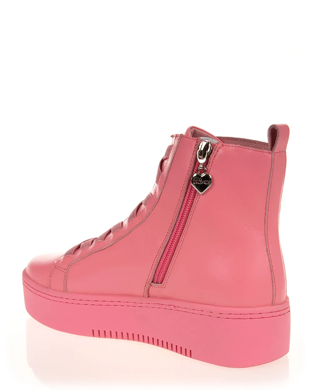 Minx Tatiana Dark Ballet Pink High-Top Leather Casual Sneakers for Women