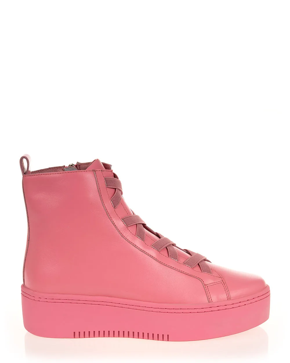 Minx Tatiana Dark Ballet Pink High-Top Leather Casual Sneakers for Women