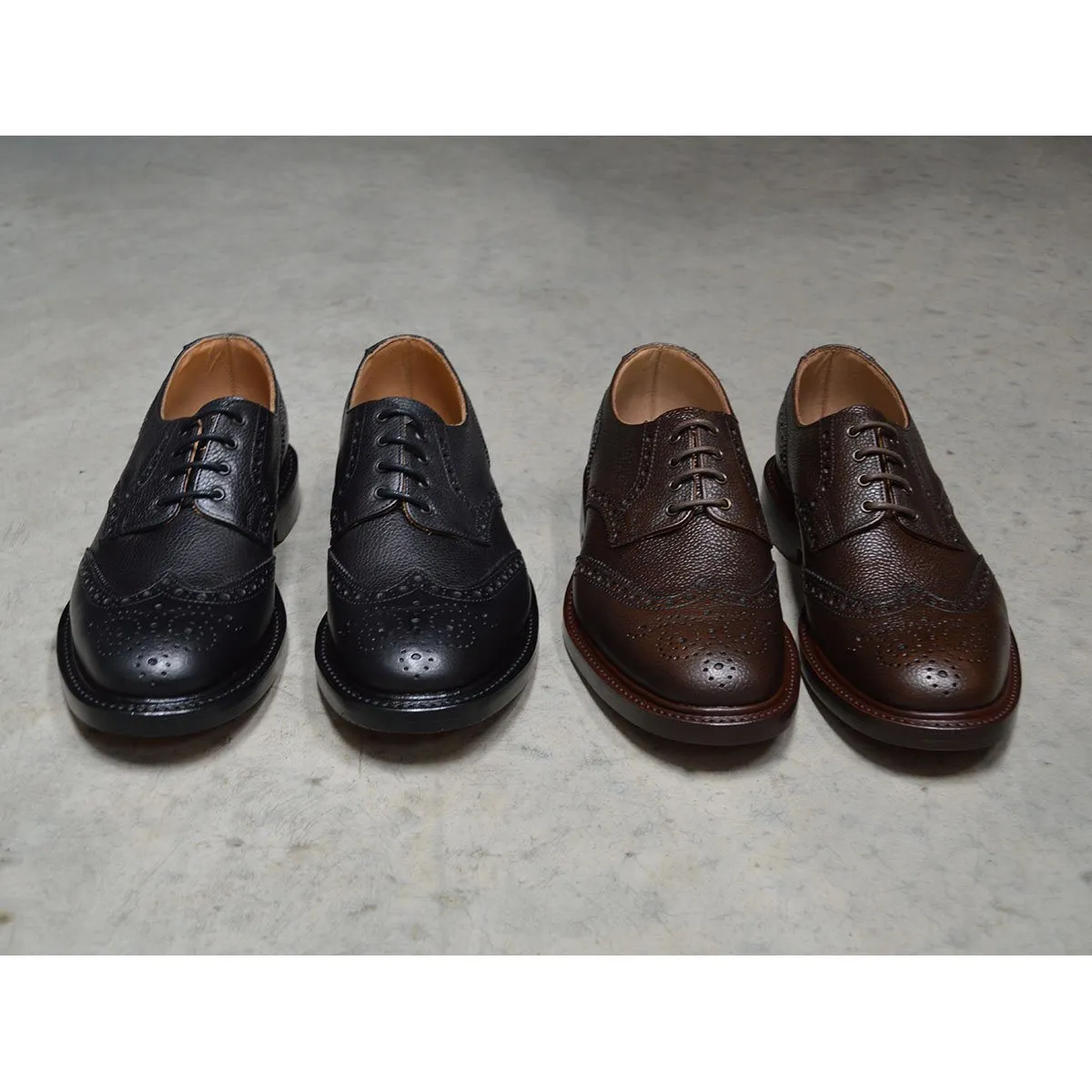 NPS WILSON Brogue Shoes - Black Grain with Double Leather Sole