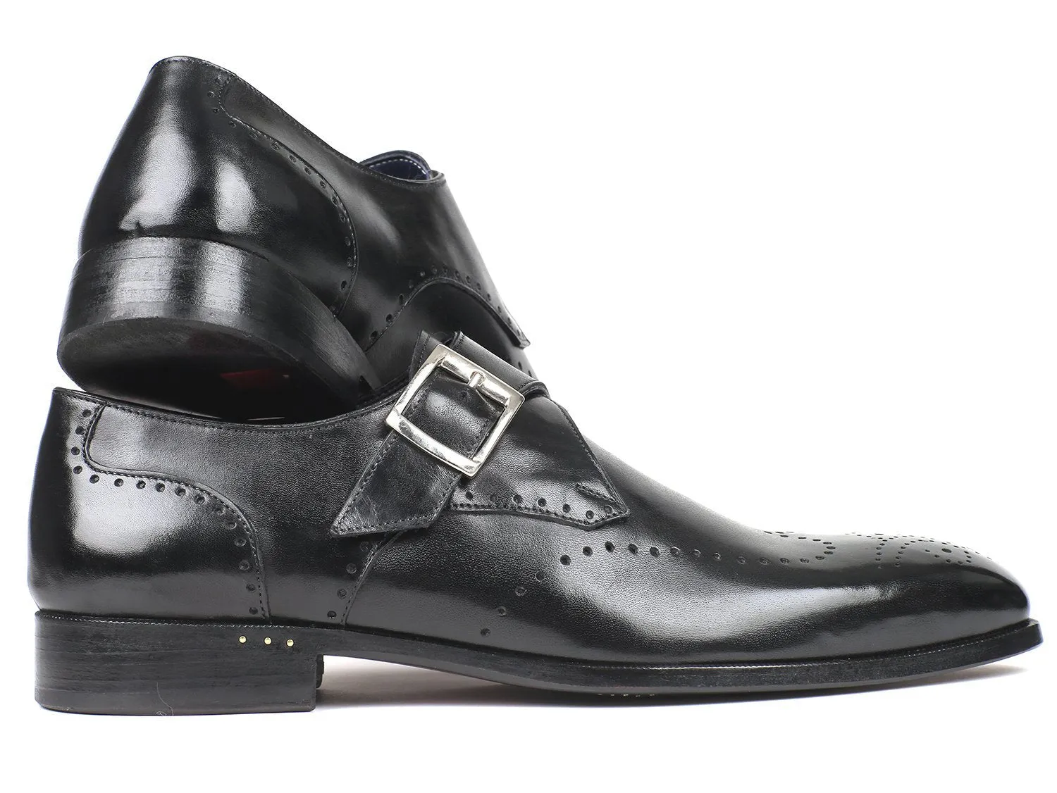 Paul Parkman Wingtip Single Monkstraps Black (ID#98F54-BLK)