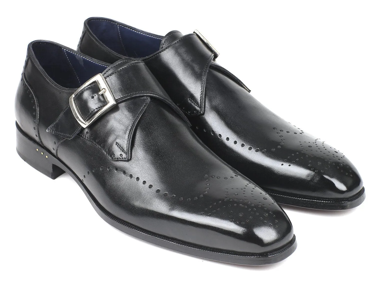 Paul Parkman Wingtip Single Monkstraps Black (ID#98F54-BLK)