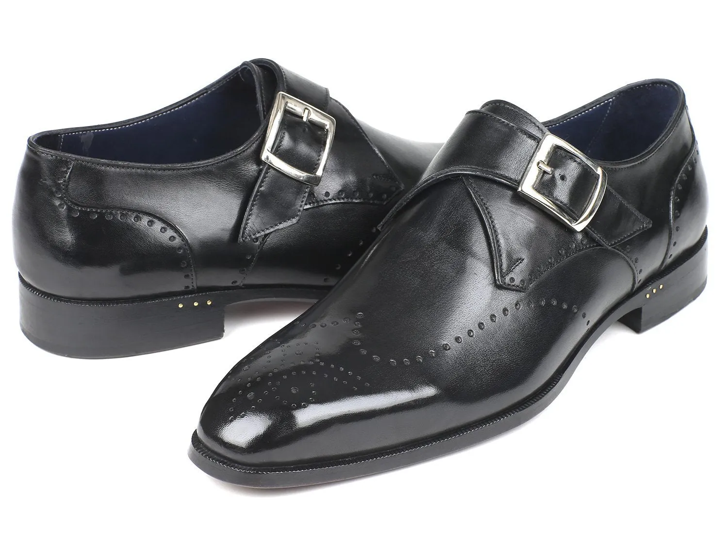 Paul Parkman Wingtip Single Monkstraps Black (ID#98F54-BLK)