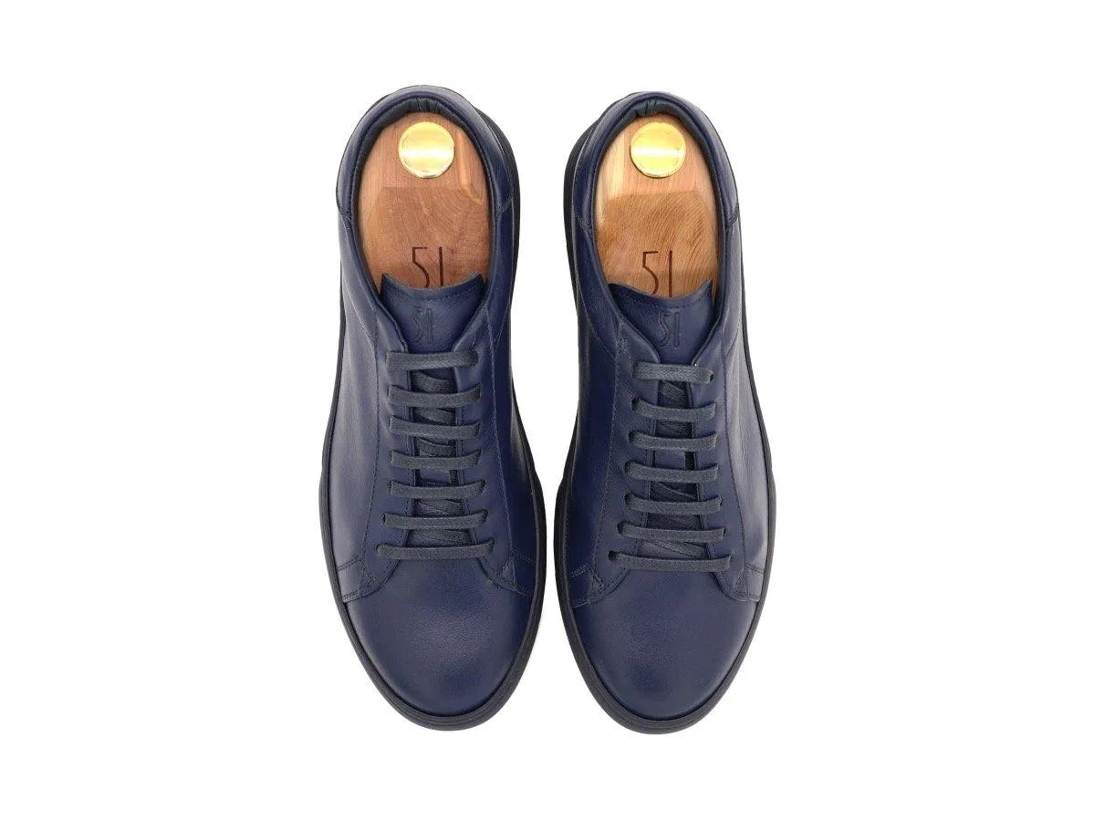 Tomlins Men's Calf Leather Low Top Sneakers - Navy Blue