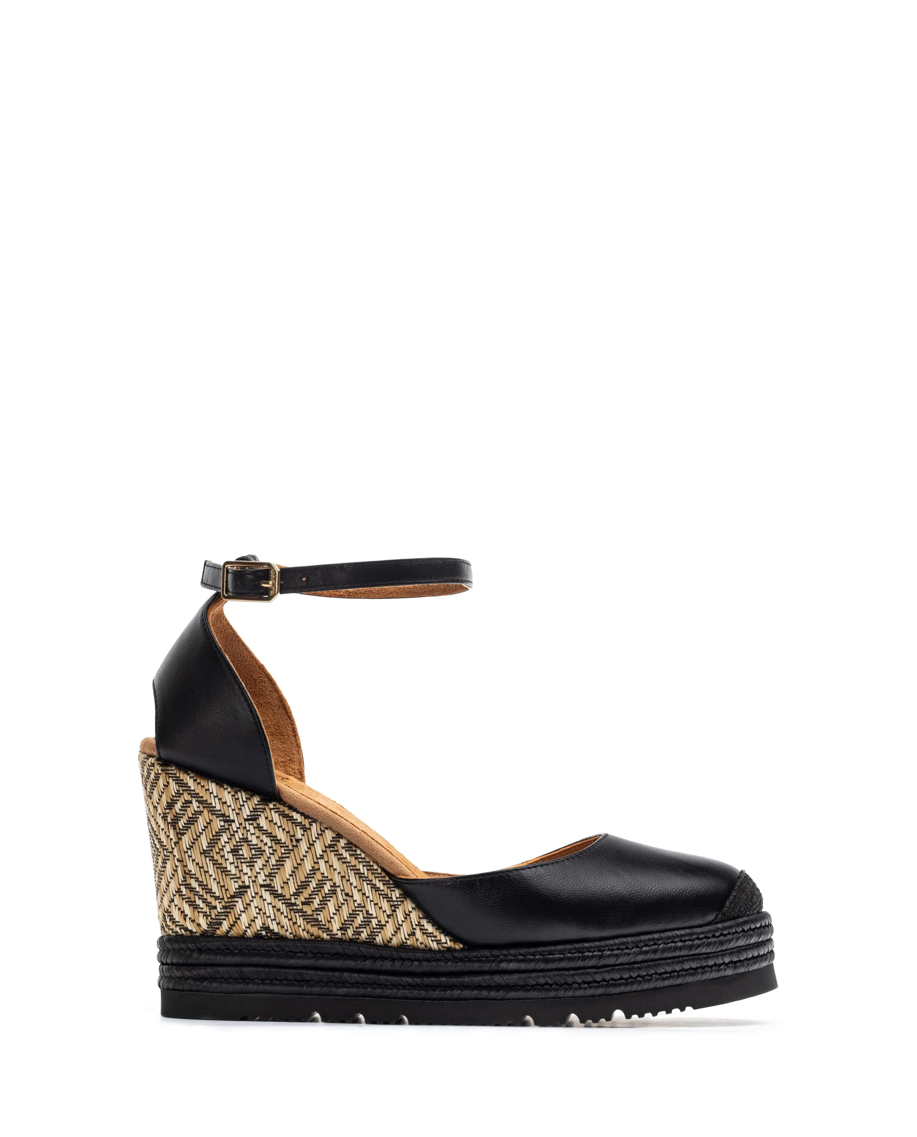 UNISA Black  Leather Espadrille CAMEO