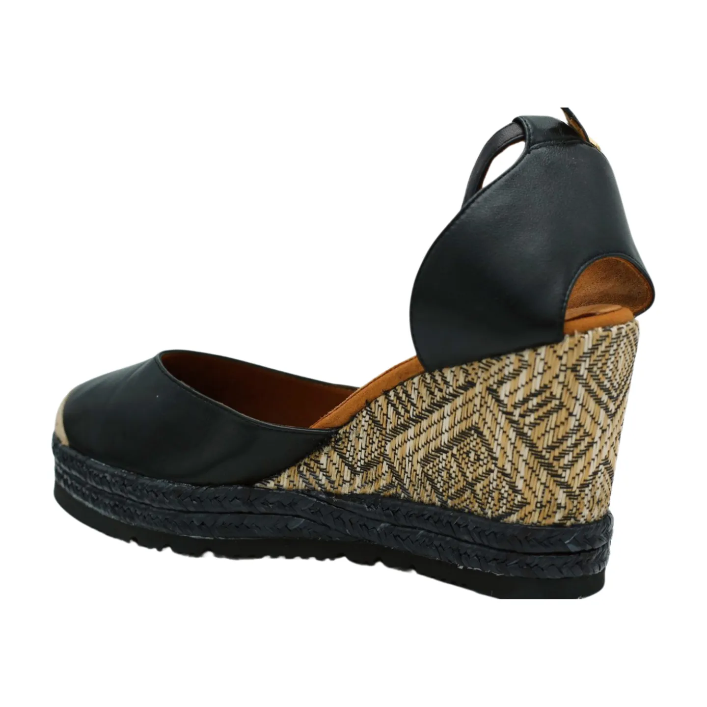 UNISA Black  Leather Espadrille CAMEO