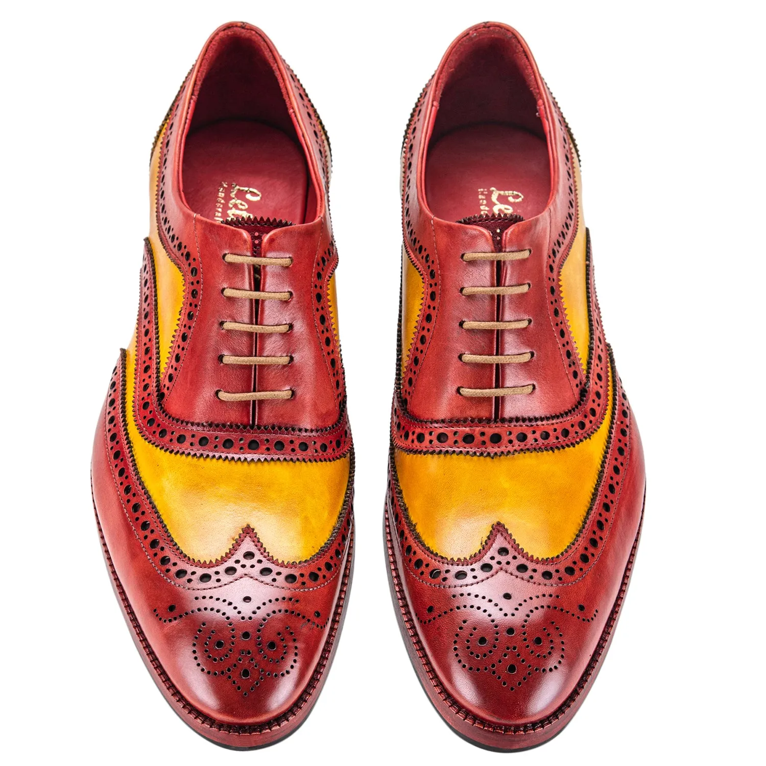 Wingtip Brogue Oxford- Red & Tan